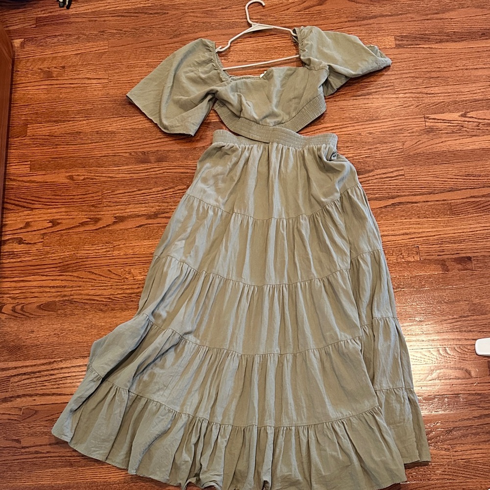 Petal & Pup Olive Green Tiered Dress